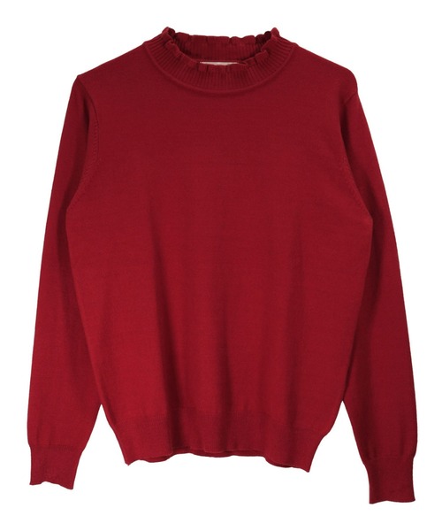 TOKYO SHIRTS（トウキョウシャツ）の「フリルネック ニットプルオーバー（ニット/セーター・レディース・グレー/オフホワイト/ワインレッド/モカ・M/L）」の4枚目の写真