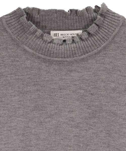 TOKYO SHIRTS（トウキョウシャツ）の「フリルネック ニットプルオーバー（ニット/セーター・レディース・グレー/オフホワイト/ワインレッド/モカ・M/L）」の5枚目の写真