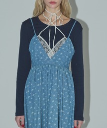 idem | lace layered denim onepiece / マルチウェイジャガードキャミワンピース(ワンピース)