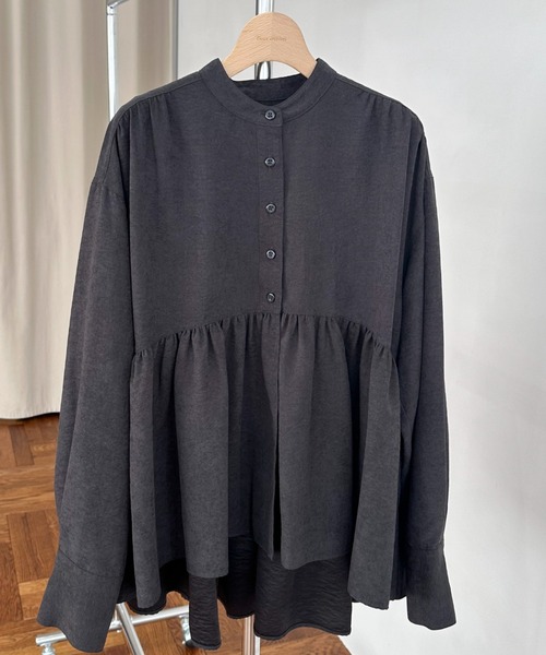 【セール】ヴィンテージサテンギャザーブラウス（シャツ/ブラウス）｜DOUX ARCHIVES（ドゥアルシーヴ）