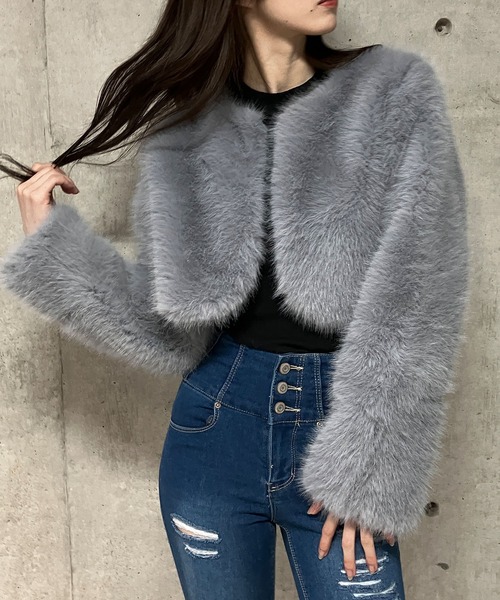 naws/arcana archive/ファーコート/グレー/ショート丈 naws/arcana archive/ファーコート/グレー/ショート丈 naws/arcana