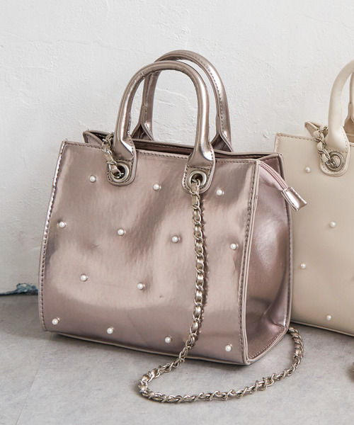 VENCEEXCHANGE(ヴァンスエクスチェンジ)の「パール2WAYトートバッグ(トートバッグ・レディース・シルバー/ブラック/オフホワイト/その他1・FREE)」の2枚目の写真