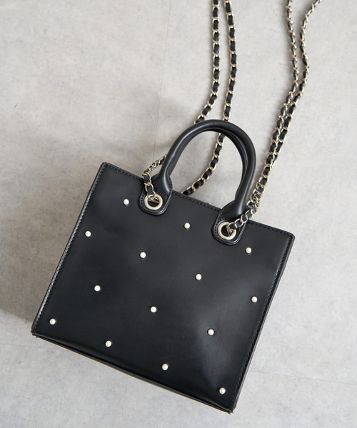 VENCEEXCHANGE(ヴァンスエクスチェンジ)の「パール2WAYトートバッグ(トートバッグ・レディース・シルバー/ブラック/オフホワイト/その他1・FREE)」の5枚目の写真