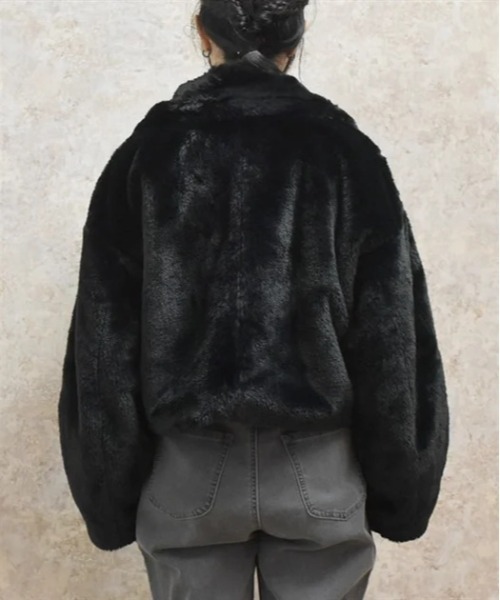 axes femme（アクシーズファム）の「ショートファーコート（ピーコート・レディース・キナリ/ブラック・FREE）」の5枚目の写真