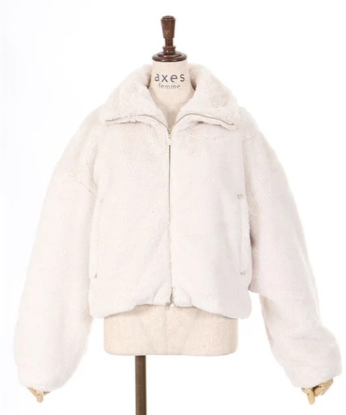 axes femme（アクシーズファム）の「ショートファーコート（ピーコート・レディース・キナリ/ブラック・FREE）」の7枚目の写真