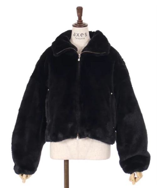 axes femme（アクシーズファム）の「ショートファーコート（ピーコート・レディース・キナリ/ブラック・FREE）」の18枚目の写真