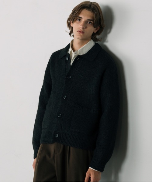 LURAKU】Shaggy Knit Polo Cardigan / シャギーニットポロカーディガン