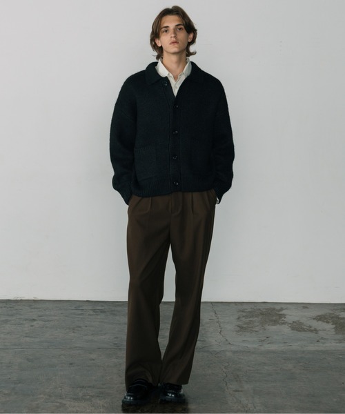 【LURAKU】シャギーニットポロカーディガン　　　Mサイズ LURAKU】Shaggy Knit Polo Cardigan / シャギーニットポロ