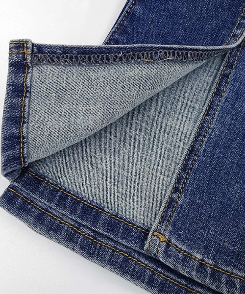 DAY CLOSET(デイ クローゼット)の「レディース 韓国風センタースリットストレッチフレアスキニーデニムパンツ/裏微起毛(デニムパンツ・レディース・ブルー/ブラック・XS/S/L/M/XL/2XL)」の13枚目の写真