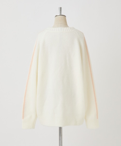 オーバーサイズラインVネックニット（ニット/セーター）｜one after