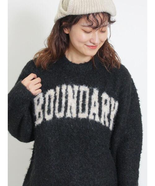 Samansa Mos2（サマンサ モスモス）の「【マシンウォッシャブル】ブークレロゴニット（ニット/セーター・レディース・グレー/ブラック/ベージュ/グリーン・F）」の2枚目の写真