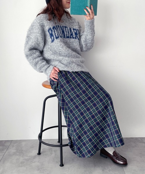 Samansa Mos2（サマンサ モスモス）の「【マシンウォッシャブル】ブークレロゴニット（ニット/セーター・レディース・グレー/ブラック/ベージュ/グリーン・F）」の6枚目の写真