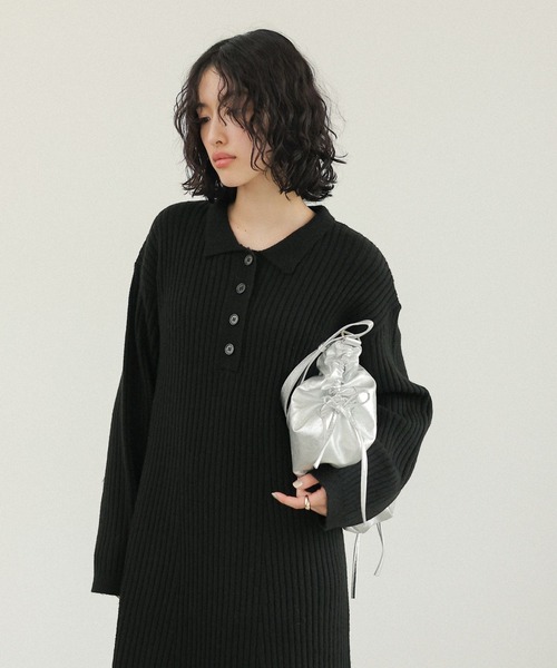 LEPSIM(レプシィム)の「リボンドロストショルダー 234666(ショルダーバッグ・レディース・ブラック/グレー・ONE SIZE)」の5枚目の写真