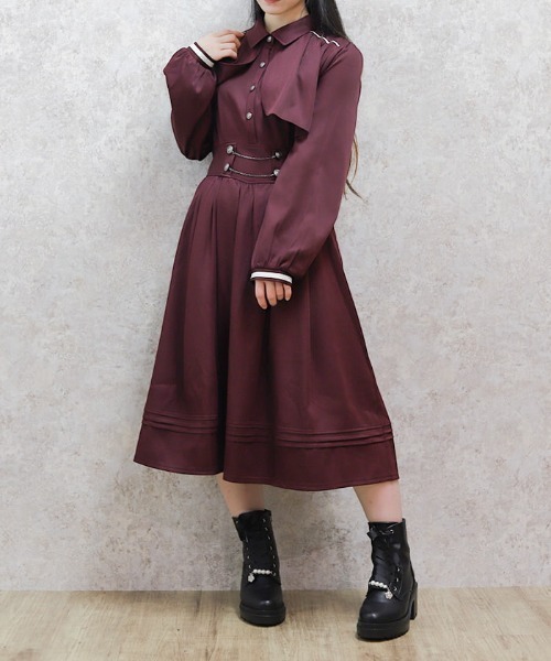 axes femme(アクシーズファム)の「ハイウエストフラシワンピース(ワンピース・レディース・ブラック/グリーン/ワイン/モカ/ネイビー・FREE)」の5枚目の写真