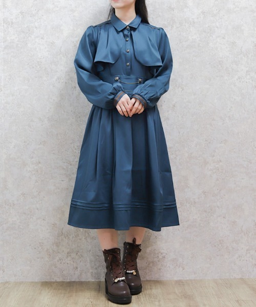 axes femme(アクシーズファム)の「ハイウエストフラシワンピース(ワンピース・レディース・ブラック/グリーン/ワイン/モカ/ネイビー・FREE)」の3枚目の写真