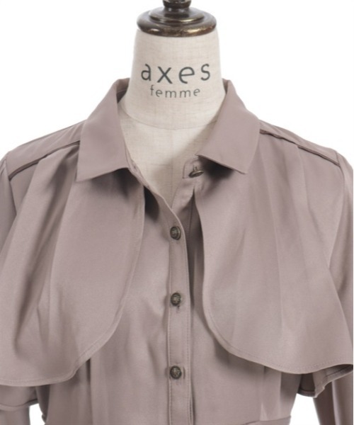 axes femme(アクシーズファム)の「ハイウエストフラシワンピース(ワンピース・レディース・ブラック/グリーン/ワイン/モカ/ネイビー・FREE)」の15枚目の写真