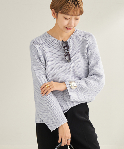 plage(プラージュ)の「《追加》COTTON TAPE YARN プルオーバー(ニット/セーター・レディース・ベージュ系その他/ホワイト/スカイブルー・FREE)」の17枚目の写真