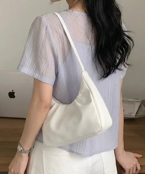 Teem Store（チームストア）の「スクエアミニハーフムーンバッグ ショルダーワンハンドルバッグ（ショルダーバッグ・レディース・ブラック/ブラウン/ホワイト・F）」の2枚目の写真