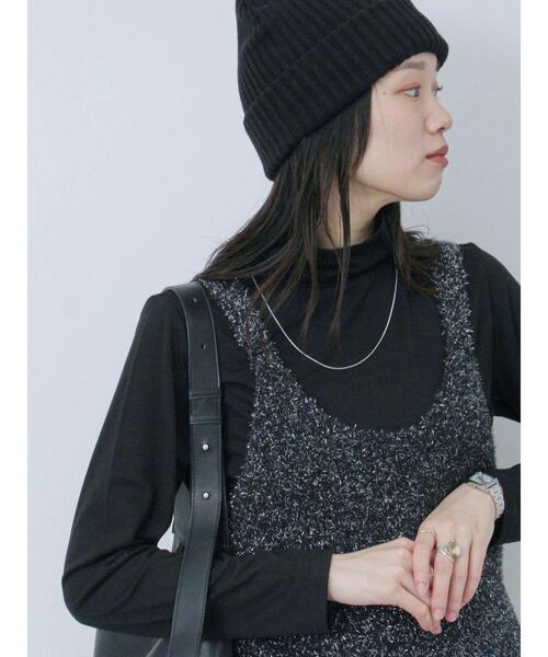 Samansa Mos2 blue（サマンサモスモスブルー）の「【帯電防止】タートルネックプルオーバー（ニット/セーター・レディース・ブルー/オフホワイト/ブラック・F）」の4枚目の写真