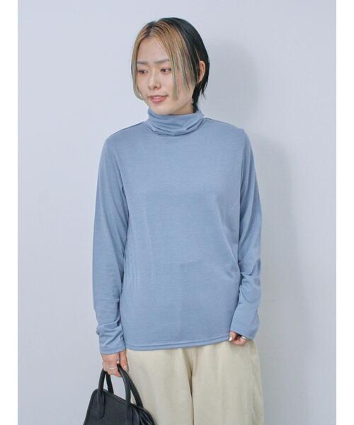 Samansa Mos2 blue（サマンサモスモスブルー）の「【帯電防止】タートルネックプルオーバー（ニット/セーター・レディース・ブルー/オフホワイト/ブラック・F）」の18枚目の写真