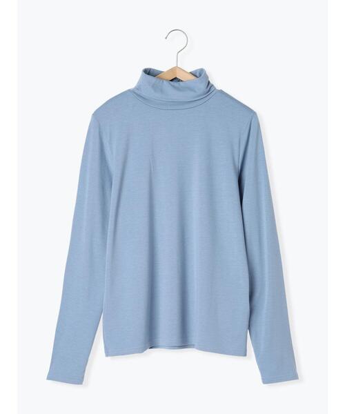 Samansa Mos2 blue（サマンサモスモスブルー）の「【帯電防止】タートルネックプルオーバー（ニット/セーター・レディース・ブルー/オフホワイト/ブラック・F）」の16枚目の写真