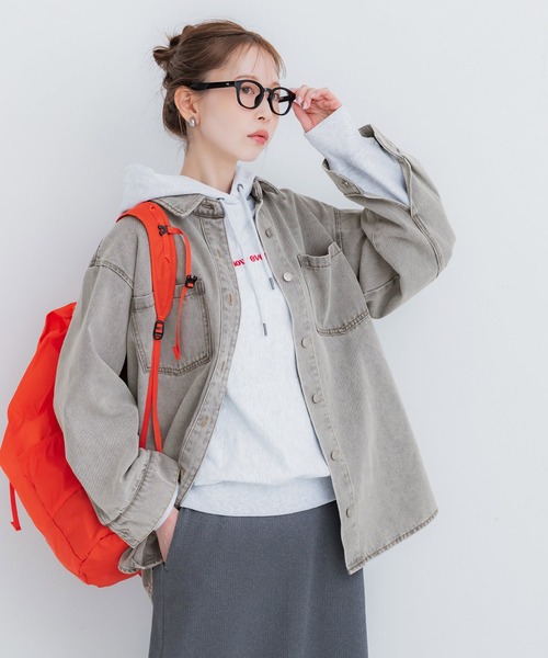 coca（coca）（コカ）の「オーバーサイズデニムジャケット（デニムジャケット・レディース・グレー/ライトブルー・L/M）」の7枚目の写真