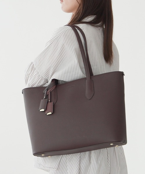 Jewelna Rose(ジュエルナローズ)の「リタ・トートバッグ A4サイズ 16146(トートバッグ・レディース・ブラック/ライトベージュ/スモークピンク/チャコール/バーガンディー・FREE)」の5枚目の写真