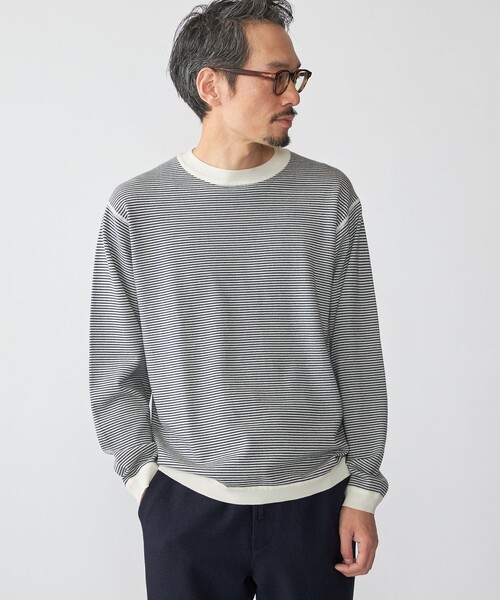 SHIPS(シップス)の「SHIPS:〈洗濯機可能〉14ゲージ マイクロボーダー ウール スウェット ニット(ニット/セーター・メンズ・グリーン/ネイビー/ブラウン・LARGE/MEDIUM/SMALL/X-LARGE)」の15枚目の写真