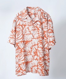 leaf pattern open collar shirt short sleeve / リーフ柄 オープンカラー シャツ 半袖