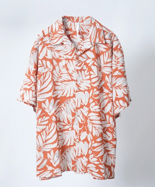 Starting Over(スターティングオーバー)の「leaf pattern open collar shirt short sleeve / リーフ柄 オープンカラー シャツ 半袖(シャツ/ブラウス・メンズ・ブルー/オフホワイト/オレンジ・M/L)」の3枚目の写真