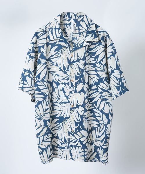 Starting Over(スターティングオーバー)の「leaf pattern open collar shirt short sleeve / リーフ柄 オープンカラー シャツ 半袖(シャツ/ブラウス・メンズ・ブルー/オフホワイト/オレンジ・M/L)」の2枚目の写真