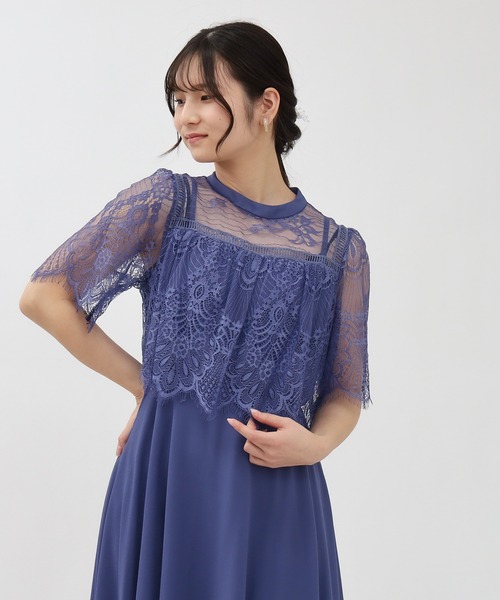 TRUDEA(トルディア)の「シフォン×レースドッキング(ドレス・レディース・ブラック/ブルー/ライトグレー/ラベンダー・MEDIUM/LARGE)」の3枚目の写真