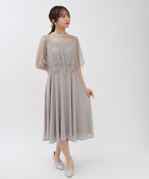 TRUDEA(トルディア)の「シフォン×レースドッキング(ドレス・レディース・ブラック/ブルー/ライトグレー/ラベンダー・MEDIUM/LARGE)」の2枚目の写真