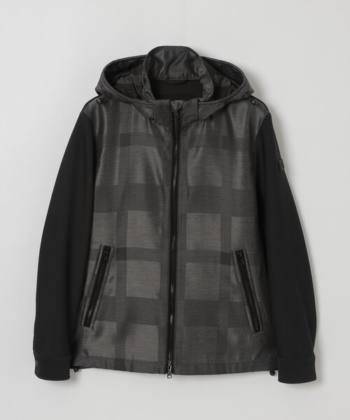 美品　バーバリーブラックレーベル　シャドーチェック柄ブルゾンウィンドブレーカーM セール】【BLACK lab.】シャドーチェックハイブリッドパーカー
