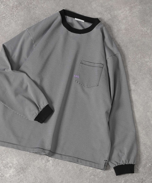 BAYFLOW(ベイフロー)の「ワンポイント刺繍長袖Tシャツ(Tシャツ/カットソー・メンズ・チャコール/ホワイト/オフホワイト/ブラック・MEDIUM/LARGE)」の3枚目の写真