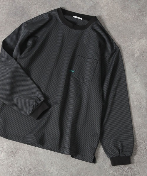 BAYFLOW(ベイフロー)の「ワンポイント刺繍長袖Tシャツ(Tシャツ/カットソー・メンズ・チャコール/ホワイト/オフホワイト/ブラック・MEDIUM/LARGE)」の1枚目の写真