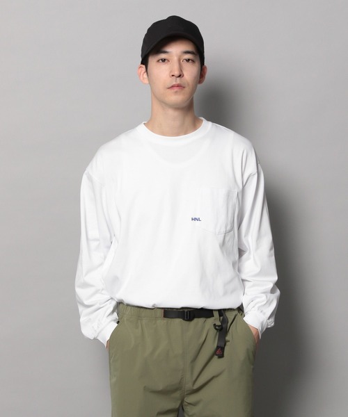 BAYFLOW(ベイフロー)の「ワンポイント刺繍長袖Tシャツ(Tシャツ/カットソー・メンズ・チャコール/ホワイト/オフホワイト/ブラック・MEDIUM/LARGE)」の7枚目の写真