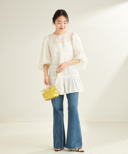 plage（プラージュ）の「cotton/silk tiered ブラウス（シャツ