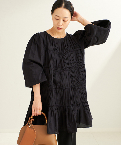 plage プラージュ cotton/silk tiered ブラウス セール】cotton/silk tiered ブラウス（シャツ/ブラウス