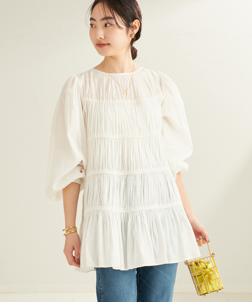 plage プラージュ cotton/silk tiered ブラウス セール】cotton/silk tiered ブラウス（シャツ/ブラウス