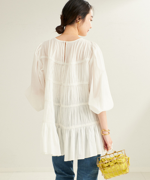 plage プラージュ cotton/silk tiered ブラウス セール】cotton/silk tiered ブラウス（シャツ/ブラウス