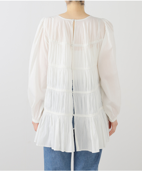 plage プラージュ cotton/silk tiered ブラウス セール】cotton/silk tiered ブラウス（シャツ/ブラウス