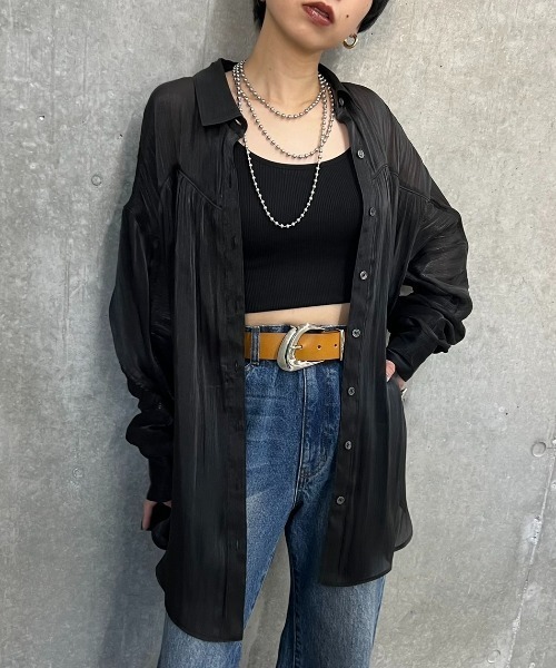 PAGEBOY（ページボーイ）の「ヨウリュウシアーシャツ（シャツ/ブラウス・レディース・モスグリーン/ブラック/オフホワイト/ピンク系その他・FREE）」の2枚目の写真