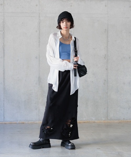 PAGEBOY（ページボーイ）の「ヨウリュウシアーシャツ（シャツ/ブラウス・レディース・モスグリーン/ブラック/オフホワイト/ピンク系その他・FREE）」の5枚目の写真