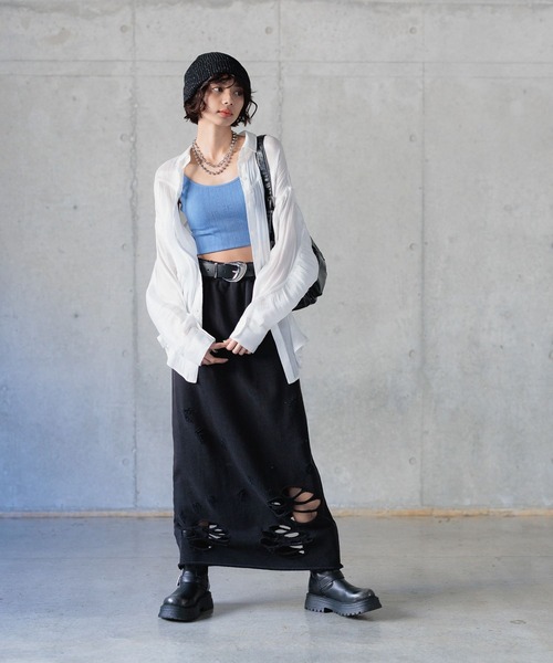 PAGEBOY（ページボーイ）の「ヨウリュウシアーシャツ（シャツ/ブラウス・レディース・モスグリーン/ブラック/オフホワイト/ピンク系その他・FREE）」の6枚目の写真