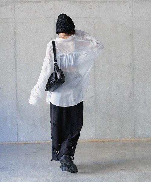 PAGEBOY（ページボーイ）の「ヨウリュウシアーシャツ（シャツ/ブラウス・レディース・モスグリーン/ブラック/オフホワイト/ピンク系その他・FREE）」の7枚目の写真