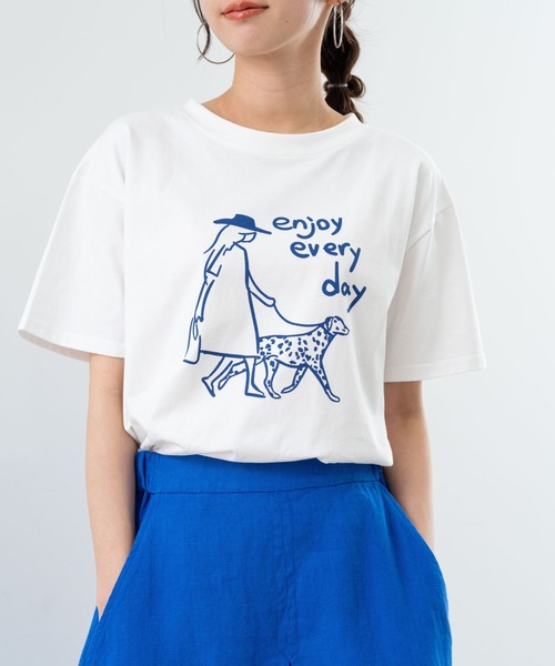 refinedworks（リファインドワークス）の「【refinedworks】フロント プリント デザイン が 可愛い Tシャツ（Tシャツ/カットソー・レディース・アイボリー/グリーン・FREE）」の9枚目の写真