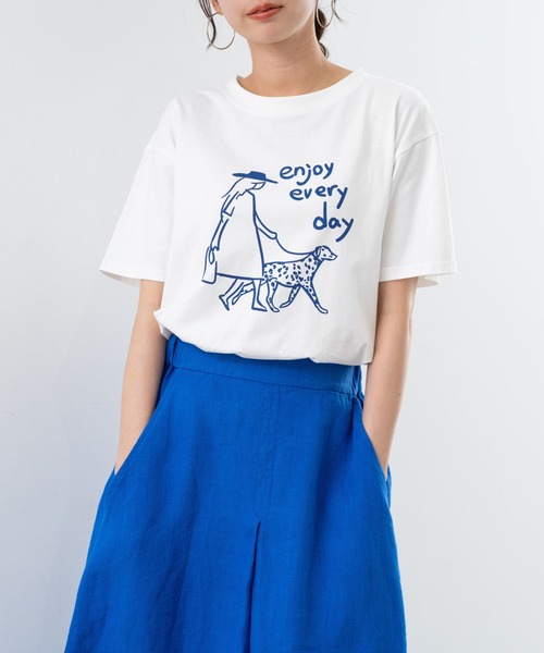 refinedworks（リファインドワークス）の「【refinedworks】フロント プリント デザイン が 可愛い Tシャツ（Tシャツ/カットソー・レディース・アイボリー/グリーン・FREE）」の11枚目の写真