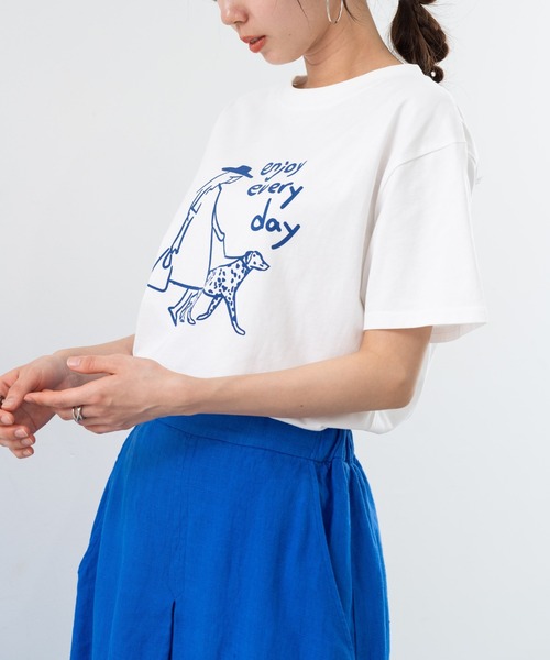 refinedworks（リファインドワークス）の「【refinedworks】フロント プリント デザイン が 可愛い Tシャツ（Tシャツ/カットソー・レディース・アイボリー/グリーン・FREE）」の13枚目の写真