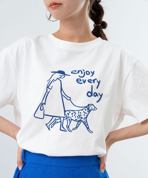 refinedworks（リファインドワークス）の「【refinedworks】フロント プリント デザイン が 可愛い Tシャツ（Tシャツ/カットソー・レディース・アイボリー/グリーン・FREE）」の14枚目の写真